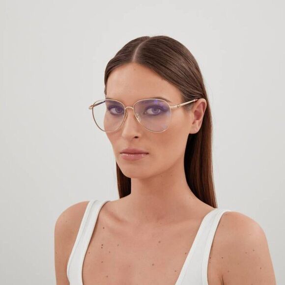 NEW GUCCI GG1419S 004 GOLD /TRANSPARENT SUNGLASSES - Picture 3 of 12